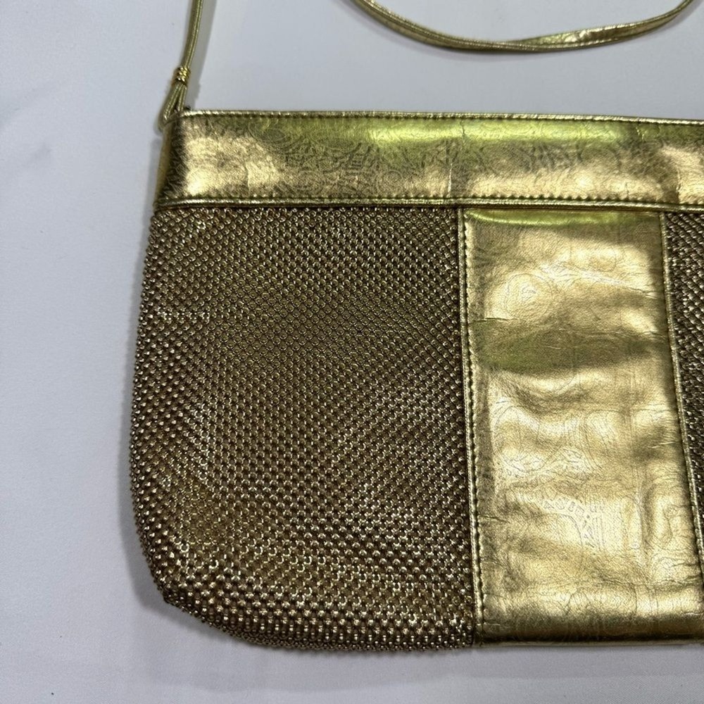 Whiting and Davis Crossbody Gold Metal Mesh Evening Bag - Picture 9 of 15